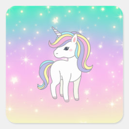 Unicorn Party Collection! Fyrkantigt Klistermärke