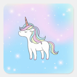 Unicorn Party Collection! Fyrkantigt Klistermärke