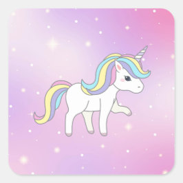 Unicorn Party Collection! Fyrkantigt Klistermärke
