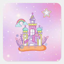 Unicorn Party Collection! Fyrkantigt Klistermärke