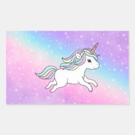 Unicorn Party Collection! Rektangulärt Klistermärke