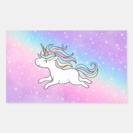 Unicorn Party Collection! Rektangulärt Klistermärke