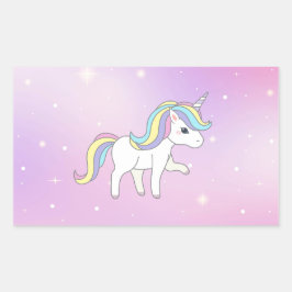 Unicorn Party Collection! Rektangulärt Klistermärke