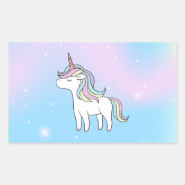 Unicorn Party Collection! Rektangulärt Klistermärke