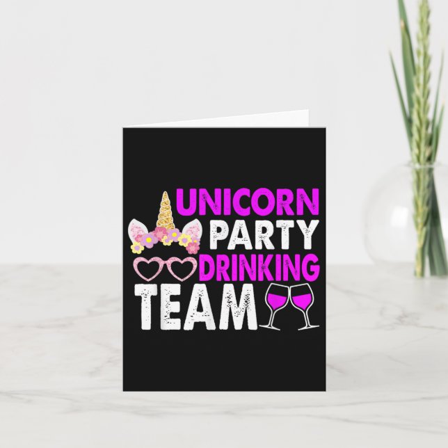 Unicorn Party Drinking Team Bröllop Bride och Groo Kort (Framsida)