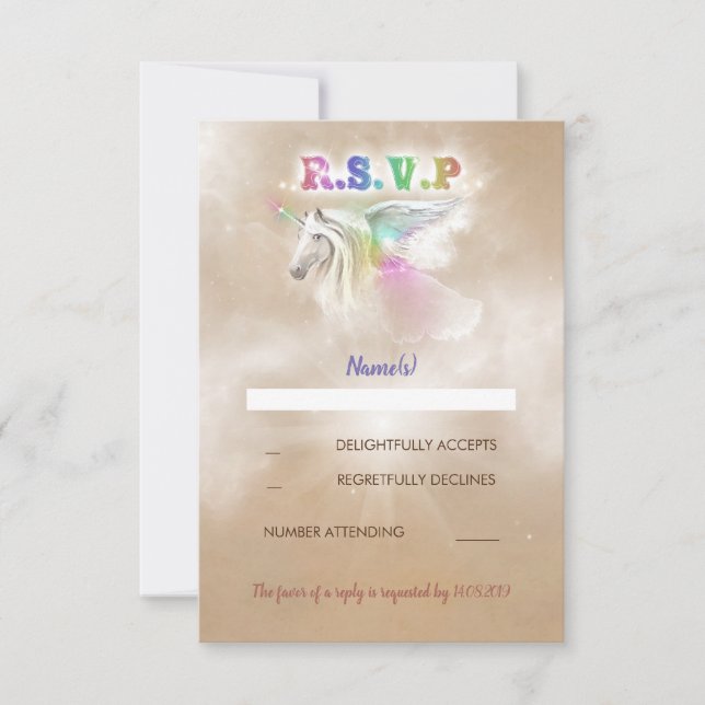 Unicorn Party Enchanted OSA kort (Framsida)