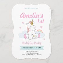 Unicorn Party-inbjudan, första födelsedag