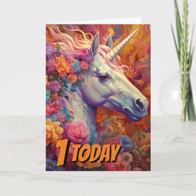 Unicorn party kort (Framsida)