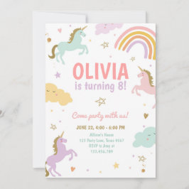 Unicorn Party Magic Rainbow Unicorn Birthday Inv Inbjudningar