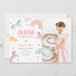 Unicorn Party Magic Rainbow Unicorn Birthday Inv Inbjudningar