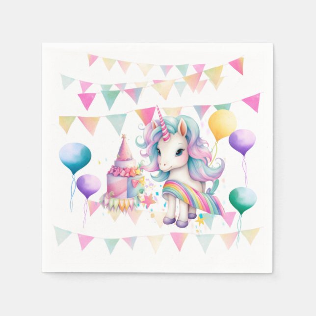 Unicorn Party Napkins Pappersservett (Framsidan)