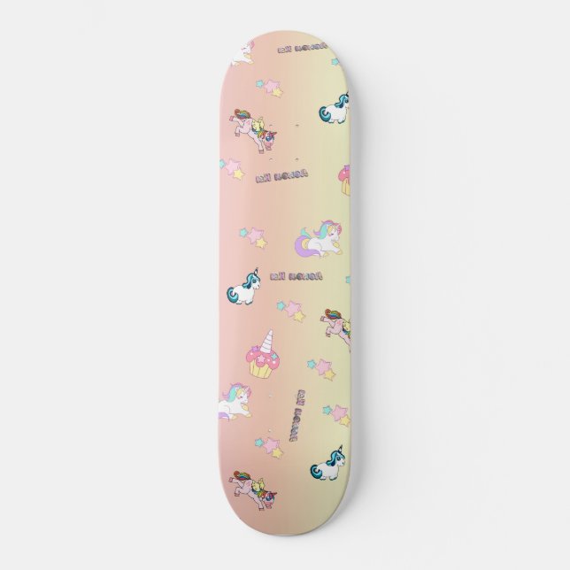 Unicorn Party Pastel Kei Mini Skateboard Bräda 18,5 Cm (Framsida)