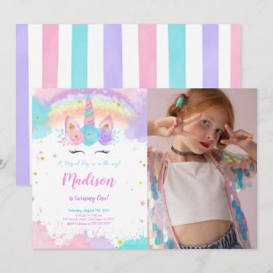 Unicorn Party Photo-inbjudan Inbjudningar