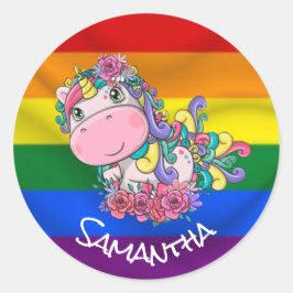 Unicorn Party Pride Rainbow Runt Klistermärke