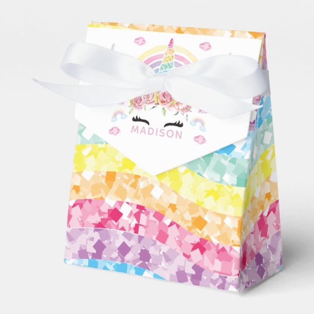 Unicorn Party Rainbow Glitter Personlig Presentaskar (Framsidan Sidan)