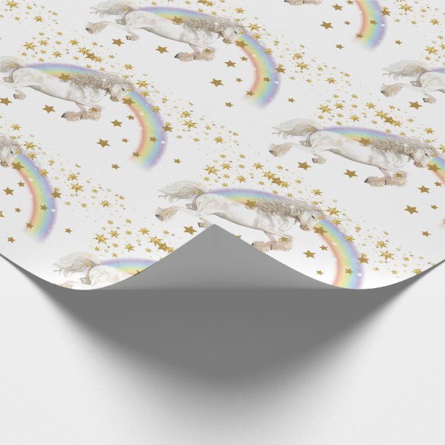 Unicorn Party Rainbow Glitter Presentpapper (Hörn)