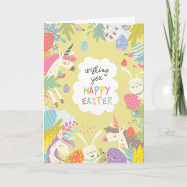 Unicorn påsk helgkort (Framsida)
