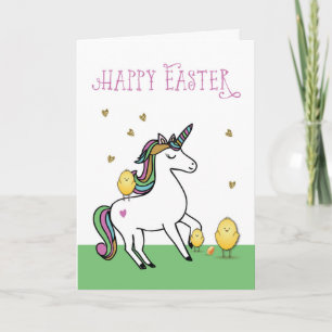 Unicorn Påsk Önskemål med Chick Kort