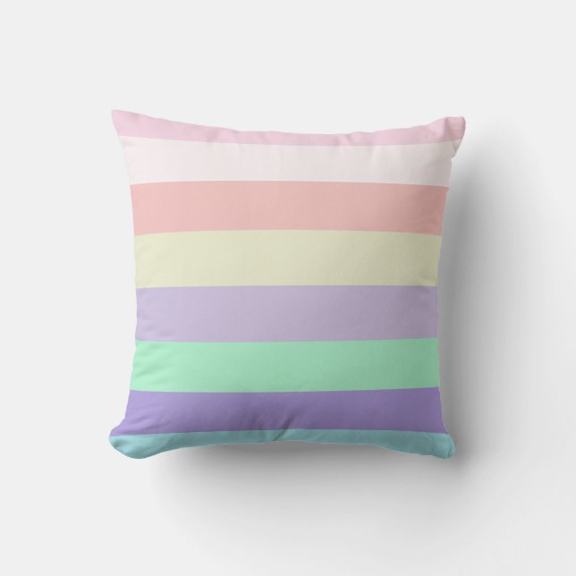 Unicorn Pastel Färg Rand Kudde (Framsida)