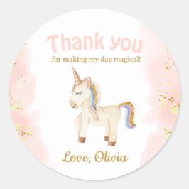 Unicorn pastel guld glitter Birthday-förmån Runt Klistermärke