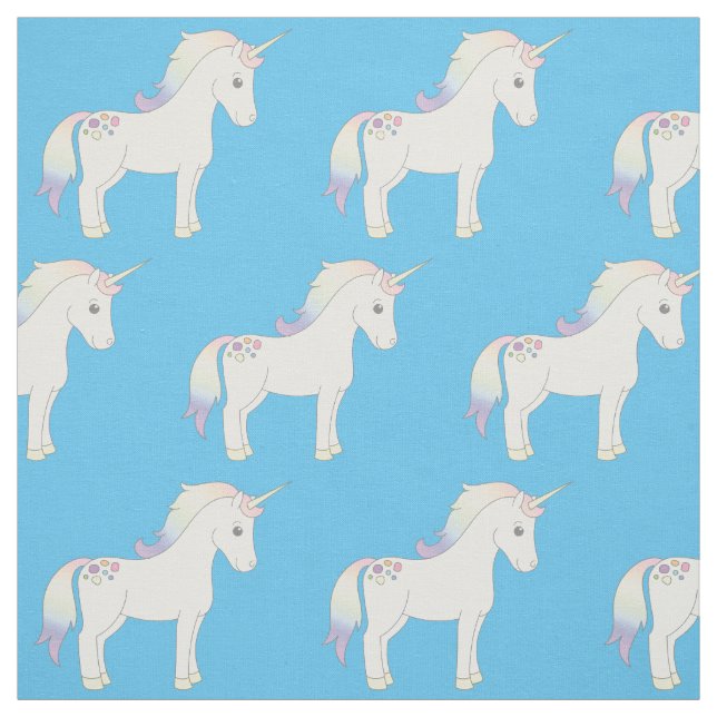 Unicorn Pastel Rainbow Blue Tyg (Provkarta)