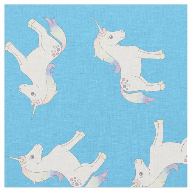 Unicorn Pastel Rainbow Blue Tyg (Närbild)