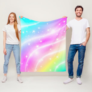 Unicorn Pastel Rainbow Färg Fleecefilt