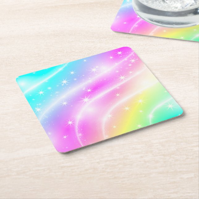 Unicorn Pastel Rainbow Färg Underlägg Papper Kvadrat (Vinklad)