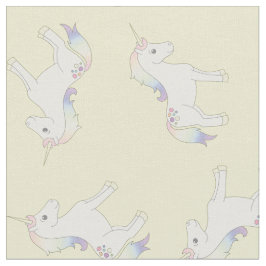 Unicorn Pastel Rainbow Gult Tyg