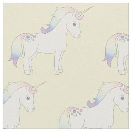Unicorn Pastel Rainbow Gult Tyg