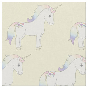 Unicorn Pastel Rainbow Gult Tyg