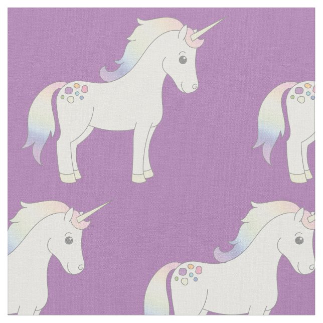 Unicorn Pastel Rainbow Lila Tyg (Närbild)