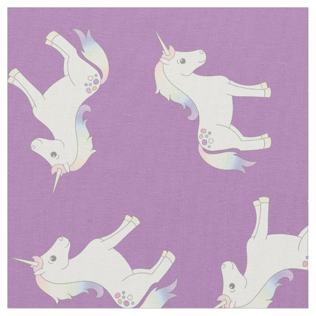 Unicorn Pastel Rainbow Lila Tyg (Närbild)