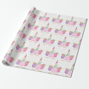 Unicorn Pastel Rosa Girly Rainbow Birthday Presentpapper