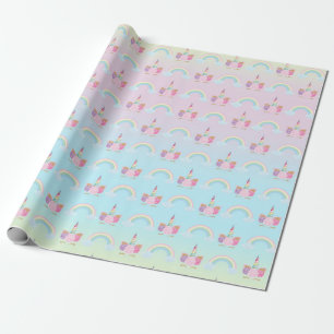 Unicorn Pastel Rosa Girly Rainbow Birthday Presentpapper