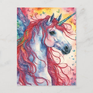 Unicorn Pegasus Butterflies Vykort