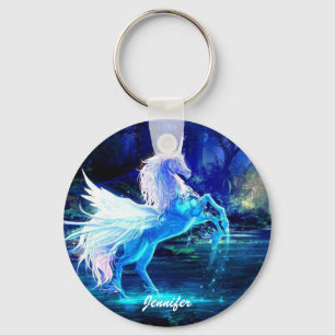 Unicorn Pegasus Keychain Lägg till ditt namn Nyckelring
