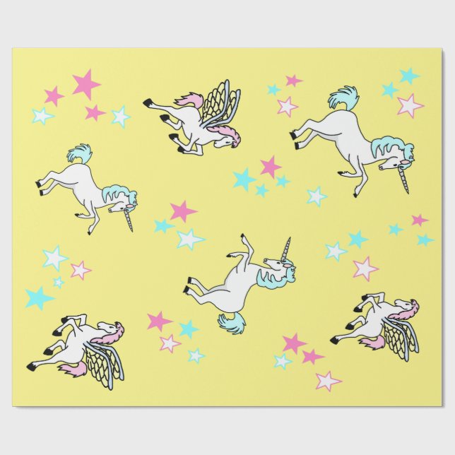 Unicorn Pegasus som slår in papper Presentpapper (Platt)