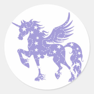 Unicorn pegasus - Välj bakgrund färg Runt Klistermärke