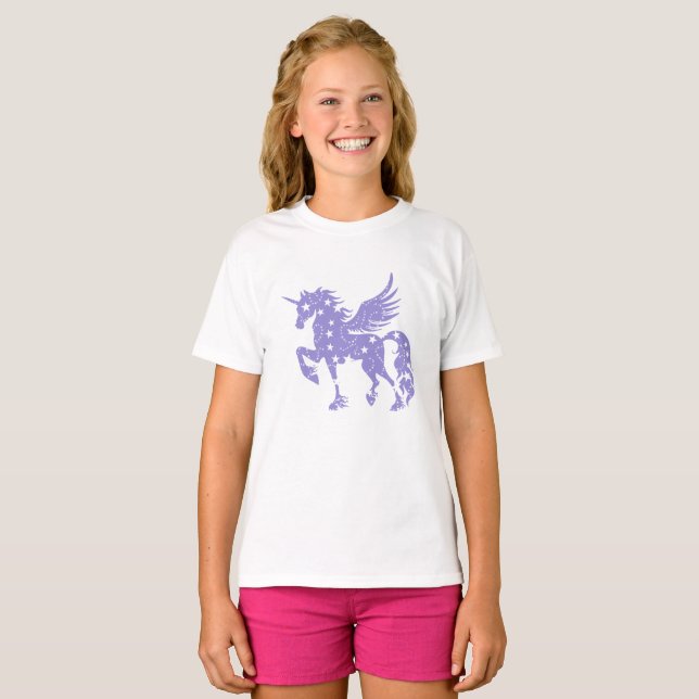 Unicorn pegasus - Välj bakgrund färg T Shirt (Hel framsida)