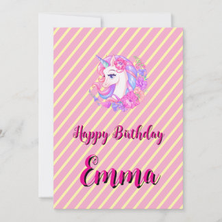 unicorn & personalize your name julkort