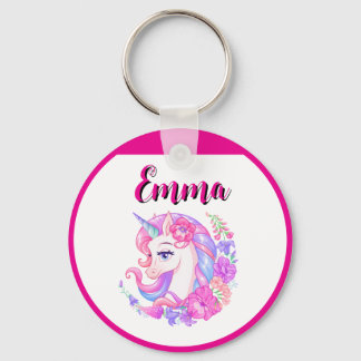 unicorn & personalize your name  nyckelring