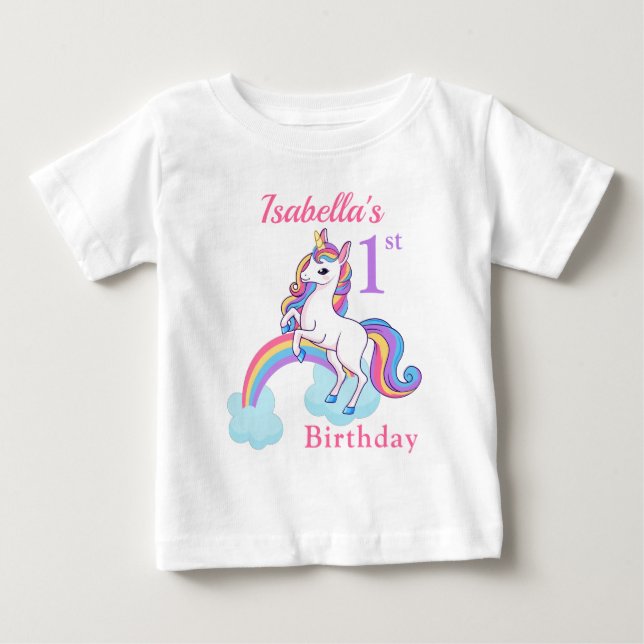 Unicorn Personlig Baby T-Shirt (Framsida)