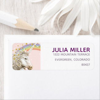 Unicorn Personlig Birthday Adress Returadress Etikett