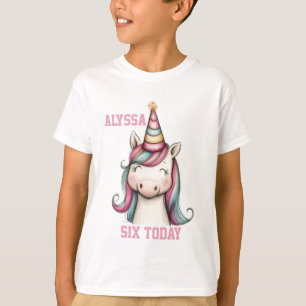 Unicorn personlig-födelsedagsflicka t-shirt
