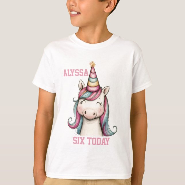 Unicorn personlig-födelsedagsflicka t-shirt (Framsida)