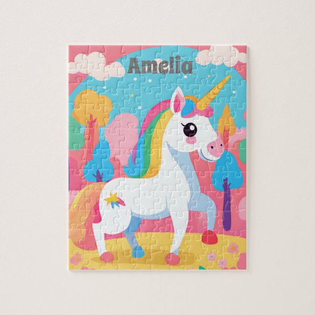 Unicorn Personlig Kids Pussel (Vertikal)