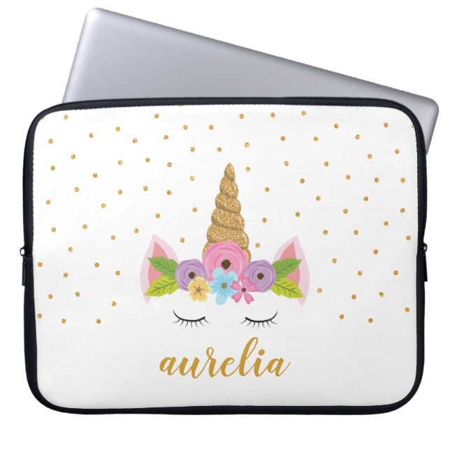 Unicorn Personlig Laptop sleeve | Anpassningsbar F (Framsidan)