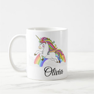 Unicorn Personlig Namn Cute Coffee Kaffemugg