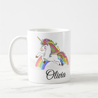 Unicorn Personlig Namn Cute Coffee Kaffemugg